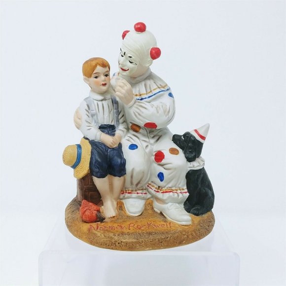 Norman Rockwell Other - Norman Rockwell Clown Young Boy Dog Figurine Hallmarked Collectible Vtg Decor 6"